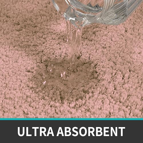 Image of LUXE HOME INTERNATIONAL Rectangular Bath Mat Super Soft Ultra Absorbent Mat Microfibre 3200 GSM Door Mat For HOME /Kitchen /Bathroom /Bedroom /Kid'S Room Floor Mat (40X60 Cm) Pack Of 2, Peach