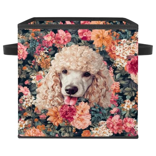 Panier de rangement pliable caniche avec double poignées solides pour étagère