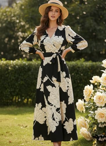Image of Modestouze Attires Dress for Women Western, Maxi Dresses, One Piece Long Gown Outfit, Floral Print, V Neck Design, Clothing, Western Outfit for Women