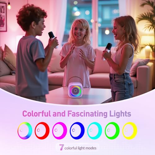 Image of Karaoke Machine for Kids Adults, Karaoke Toys Gifts for Girls Boys, Portable Bluetooth Speaker with Wireless Microphone, Birthday Gifts for Girls Boys Ages 4, 5, 6, 7, 8, 9, 10, 12+ Years Old
