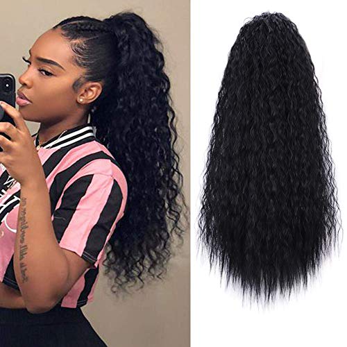 AISI BEAUTY Long Curly Drawstring Ponytail for Women Heat Resistant Synthetic 22 inch