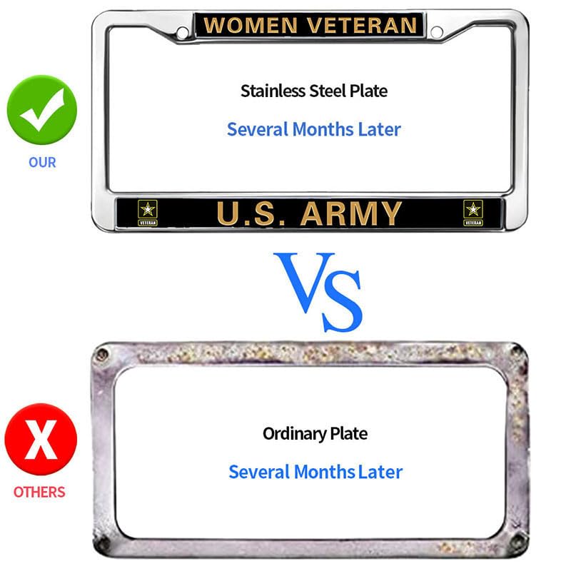 Image of Women Veteran Faith Rust-Proof License Plate Frame Proud Military License Plate Frame for Women