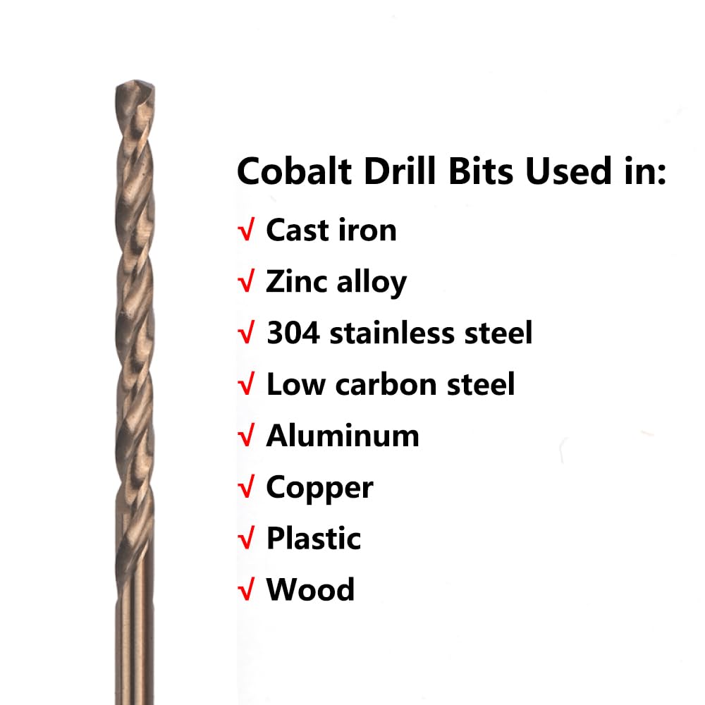 Cobalt Drill Bits Set - 5PCS for Metal, Plastic & Wood -6