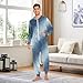 Yuiboo Blue White Tie DyeAdults One Piecing Pajamas for Man Women Funny Hooded Costume