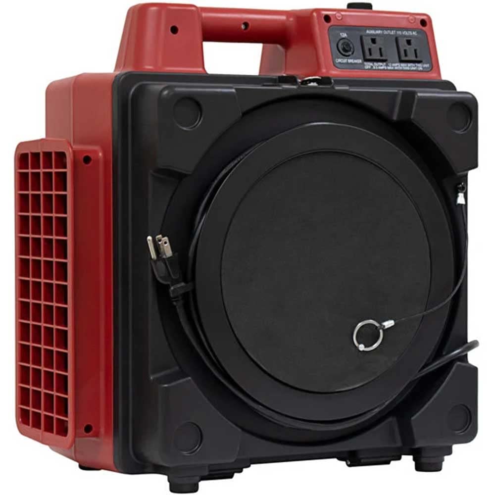 XPOWER X-2480A Commercial Air Scrubber, Negative Air, 550 CFM, 3-Stage HEPA Filtration, 5-Speed, Daisy Chain, Filter Light, Energy Efficient, Red