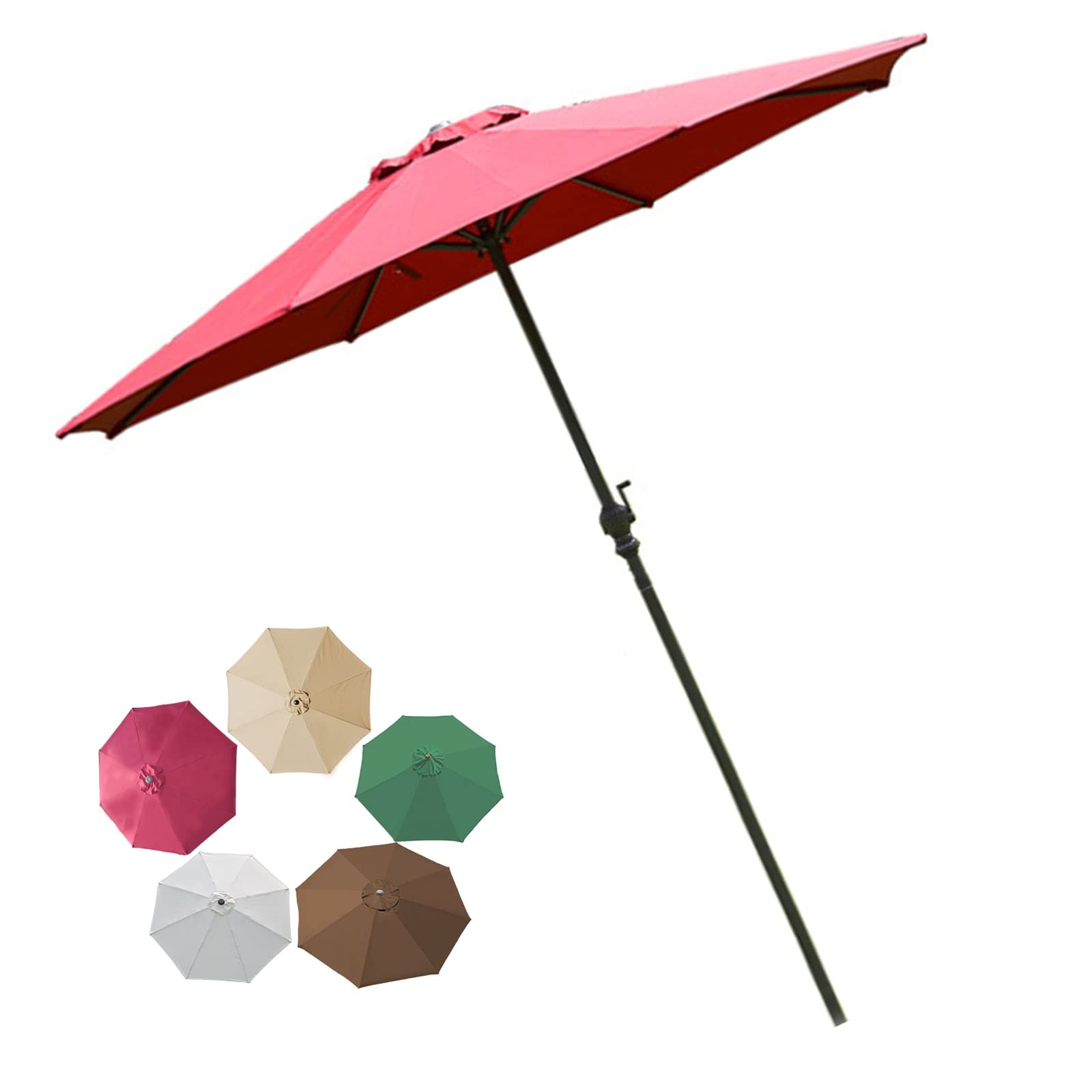 HCZKIUJY Outdoor Umbrella Replacement Parasol, Outdoor Sun Shade, Ventilation, Easy to Assemble, Showerproof, Sun Protection, Protection Windproof, for Beach/Pool/Patio, Beach Umbrella (Red 118inch)