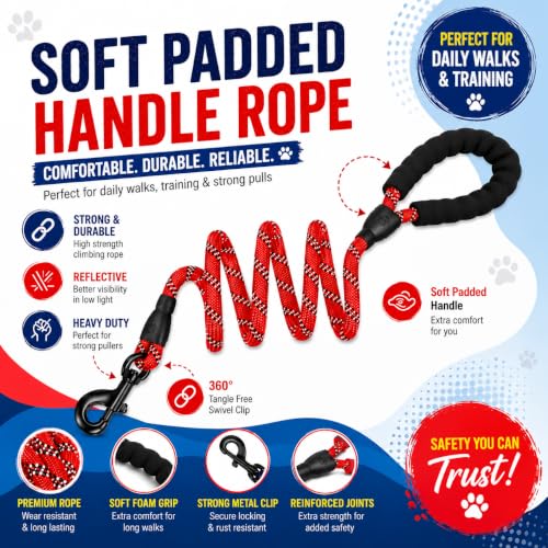 Image of Dog Harness for Medium Dogs | No Pull, Adjustable, Reflective, Harness Leash Combo for 14-23Kg Pets (Red, Medium)