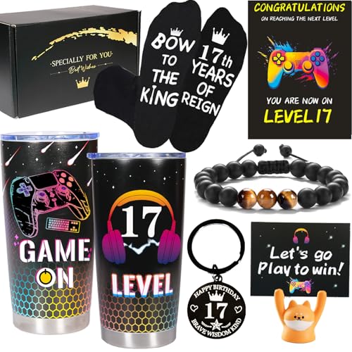 Carselage 17 Year Old Boy Gifts 17th Birthday Gifts Decorations for Son Gamer Gifts for Teenage Boy Christmas Gift for Kids Nephew Grandson Brother