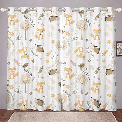 Dibujos Animados Zorro Ventana Cortinas Tema Animal Cortina para niños niñas niños bosques Zorro Ventana tratamientos árbol impresión naturalezaW46*L72