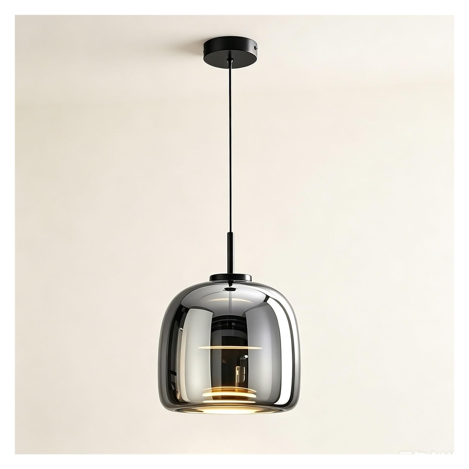 LUOYAOB Modern Smoked Glass Pendant Light Grey Hanging Lamp