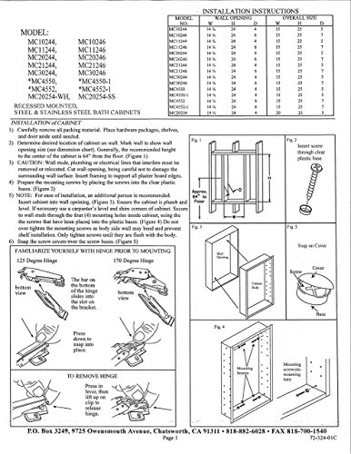 Jensen 52WH244PF Metro Classic Flat Trim Medicine Cabinet, 24-Inch