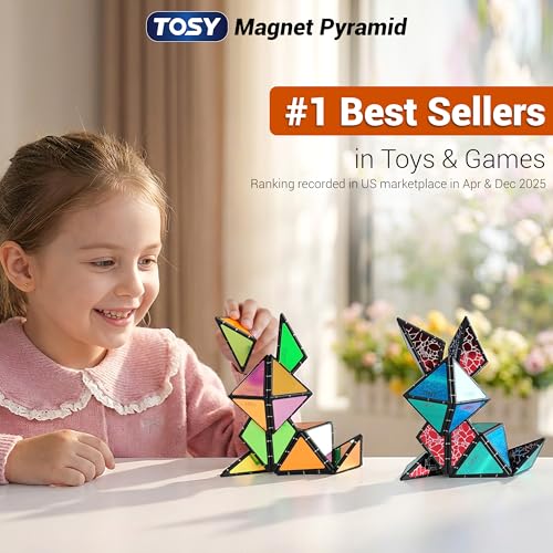 TOSY Magnet Pyramid Stone – 1 Cube Transforms into 1 Billion Shapes, 243 Rare Earth Magnets, Holographic Design, Spinner Accessory, Fidget/Puzzle/Sensory/STEAM Toy, Gift for Valentine Easter Birthday