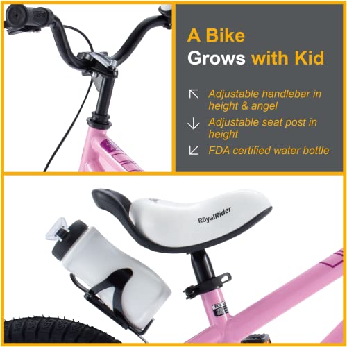 Royalbaby Freestyle Kids Bike Girls 16 Inch Bmx Childrens Bicycle With Training Wheels & Kickstand For Ages 4-7 Years, Pink #TOP6