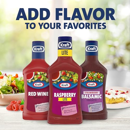 Image of Kraft Lite Vinaigrette, Raspberry, 16 fl oz Bottle | 80% Less Fat, No Artificial Dyes, 30 Calories, Fruity Raspberry & Red Wine Vinegar, an Excellent Dressing