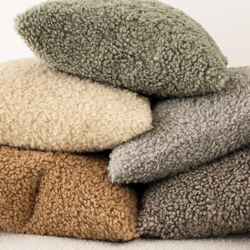 Image of Foindtower Set of 2 18x18 Inch Light Yellow,Faux Fur Throw Pillow Cover Accent Sherpa Furry Pillow Covers Fuzzy Soft Pillowcases Cozy Sheepskin Decorative Fleece Cushion Case for Bed Couch Living Room