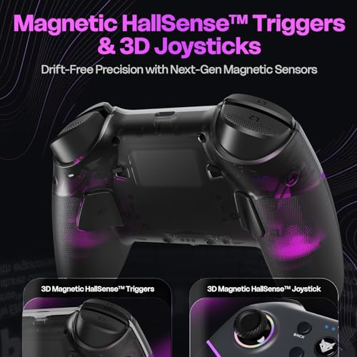 Image of EvoFox Elite X2 Pro Gaming Controller for PC, Android, TV, Switch Tri-Mode -2.4G /BT /Wired Gamepad, HallSense Magnetic Triggers & Joystick, 1000Hz Polling, RGB, Replaceable JoySticks,16h Battery-Black