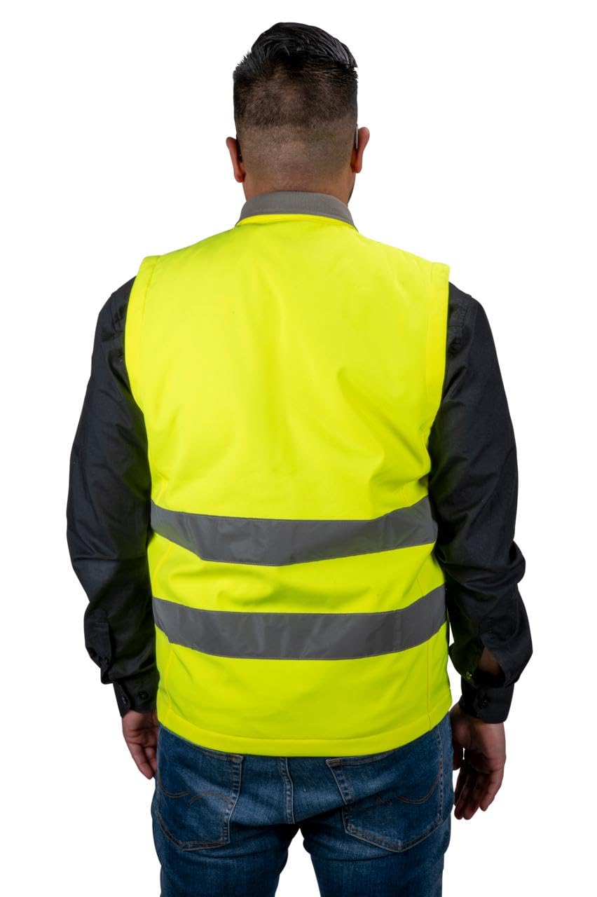 DUNLOP Warnweste Größe XL - Softshell Laufweste für Herren und Damen - Fluo Weste für Erwachsene - Reflektierende Weste - Autozubehör - Gelb