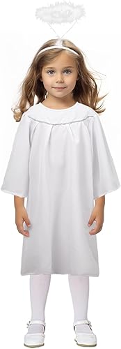 Disfraz de ángel para niñas, batas de coro con diadema de halo de ángel, disfraz de Navidad, cosplay