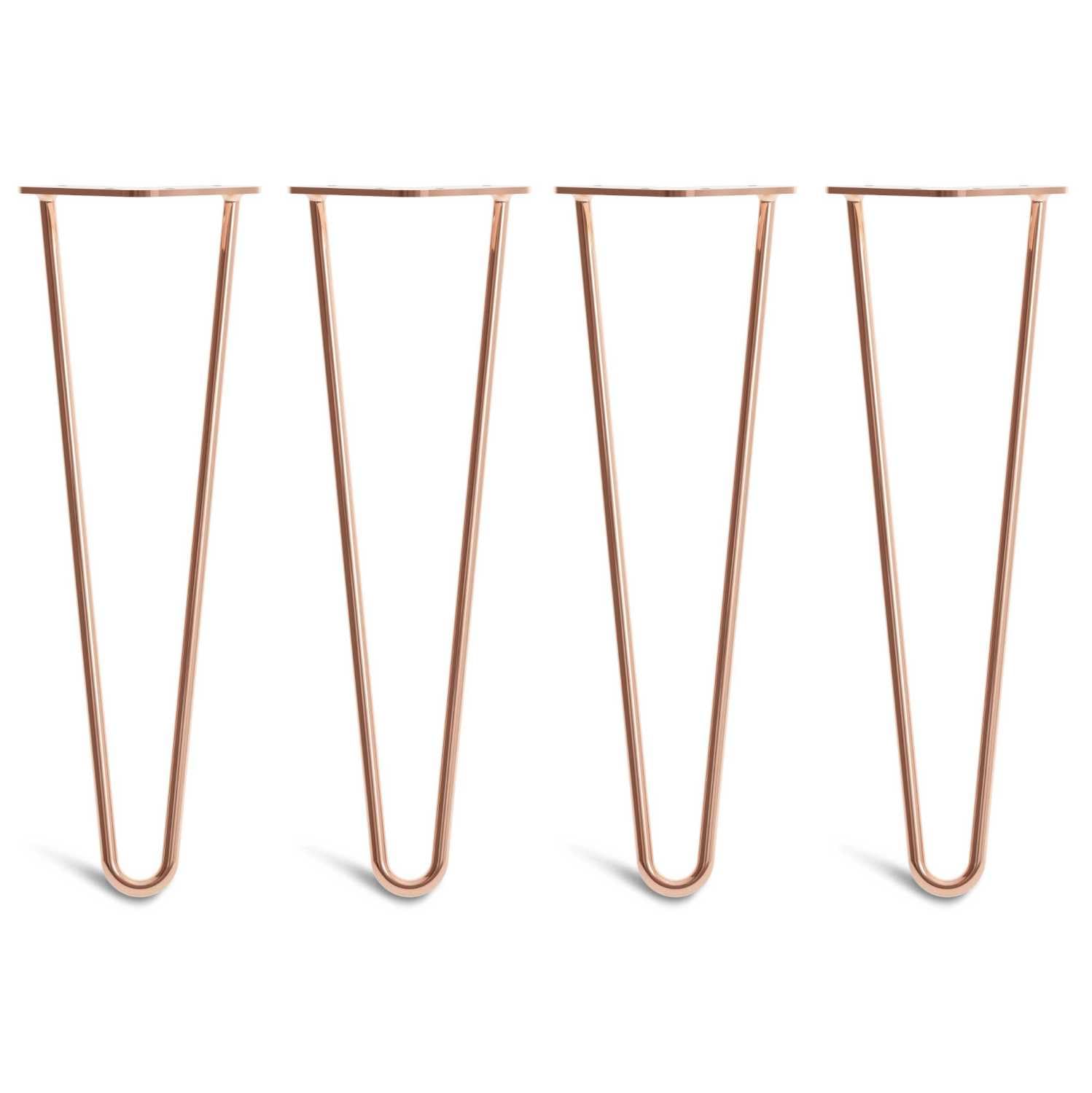 [HLC] 4 x Hairpin Table Legs – Superior Double Weld Steel Construction With Screws, Build Guide & Protector Feet Worth £8 Included! – 10mm Steel [16"/40cm,Copper]