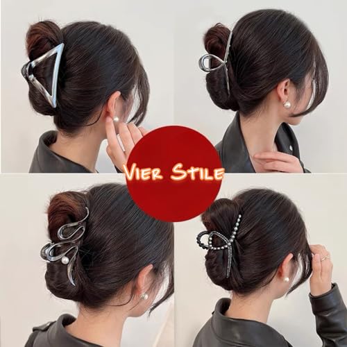 Ypkia 4 Pcs Large Hair Claw Clips for Thick Hair claw black Metal Strong Hold Jaw Clips for Women and Girls - Image 2