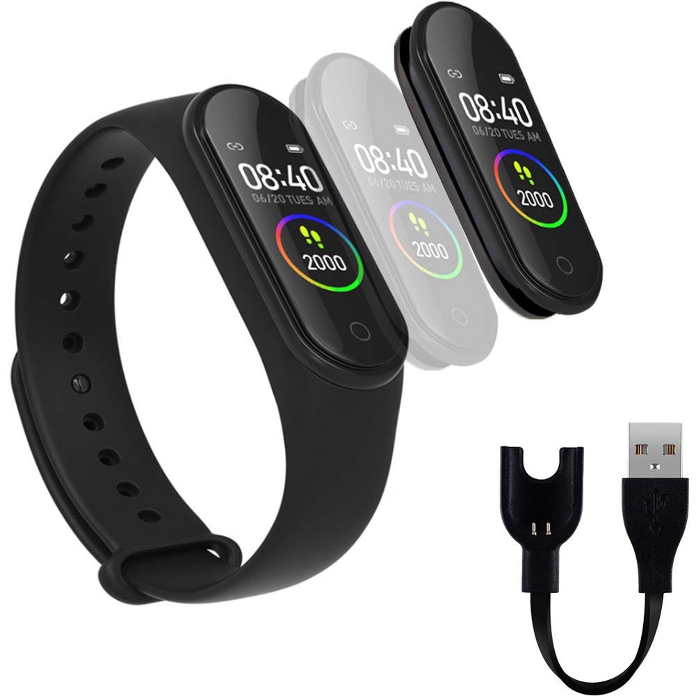 Banda m4 Aptitud rastreador Deporte Banda Inteligente Ritmo cardíaco Presión Arterial SmartBand podómetro Impermeable Pulsera Inteligente (Color : Azul)