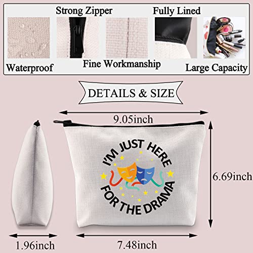 PLITI Theatre Makeup Bag Drama Gifts for Teen Girls Comedy Tragedy Masks Bag I'm Just Here for The Drama Family Reunion Gift (Just for Drama U) - Image 2
