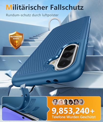 Image of FNTCASE for Galaxy A36-5G Phone Case - A56-5G Military Grade Drop Protection, 14ft Drop Tested, Screen Protector Included, Anti-Slip Matte Textured, TPU+PC Dual Layer Shockproof Cover (Blue)