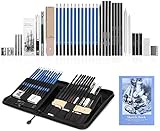 Hochwertige Stifte für Künstler von allen Ebenen: Dieses professionelle Kunst-Bleistift-Set hat insgesamt 40 Stücke, einschließlich Graphit, Holzkohle und Pastellstifte, Blending Papier Stümpfe und Weidenstöcke; Alles, um Ihnen zu helfen, dünne, knackige Linien und wunderschöne Mischungen und Farbtöne zu fertigen