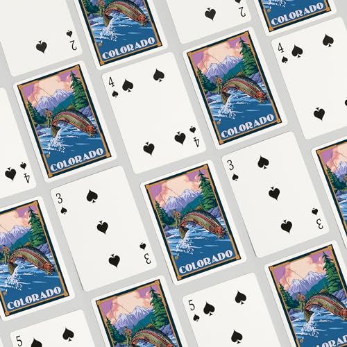 Lantern Press Colorado, Escena Pesca con Mosca, 52 Cartas Poker miniatura 4