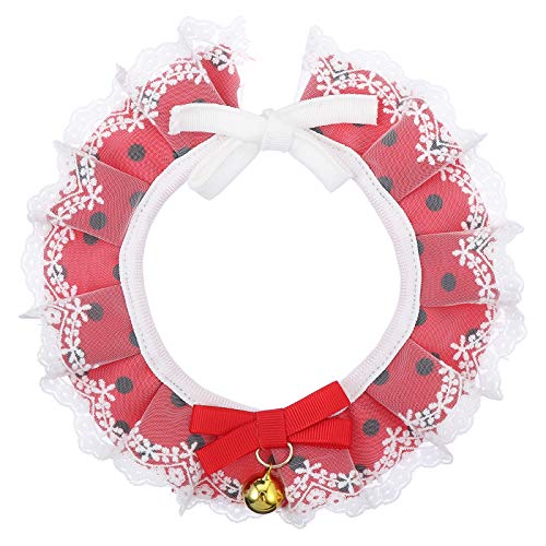 Coleira para gatos de estimação em renda com bolinhas bowknot (vermelho tamanho XL)