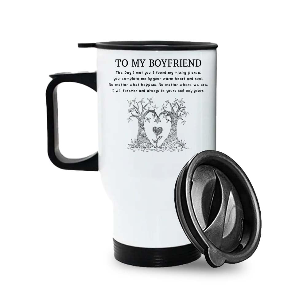 Crunchy Carrots Boyfriend Mug – to My Boyfriend 14 oz Stainless Steel Insulated Travel Mug. (White Travel Mug)