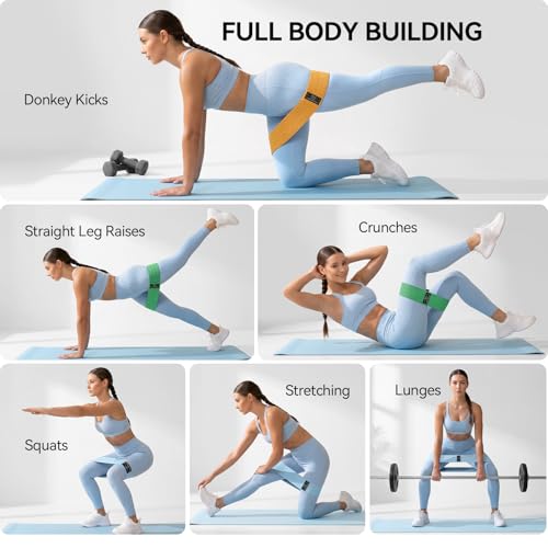 Image of Renoj Resistance Bands for Working Out: 3-Set Professional Exercise Bands for Pilates, Yoga, Home Gym, Booty, Leg Training | Heavy /Medium /Light Fabric Loops for Women Men