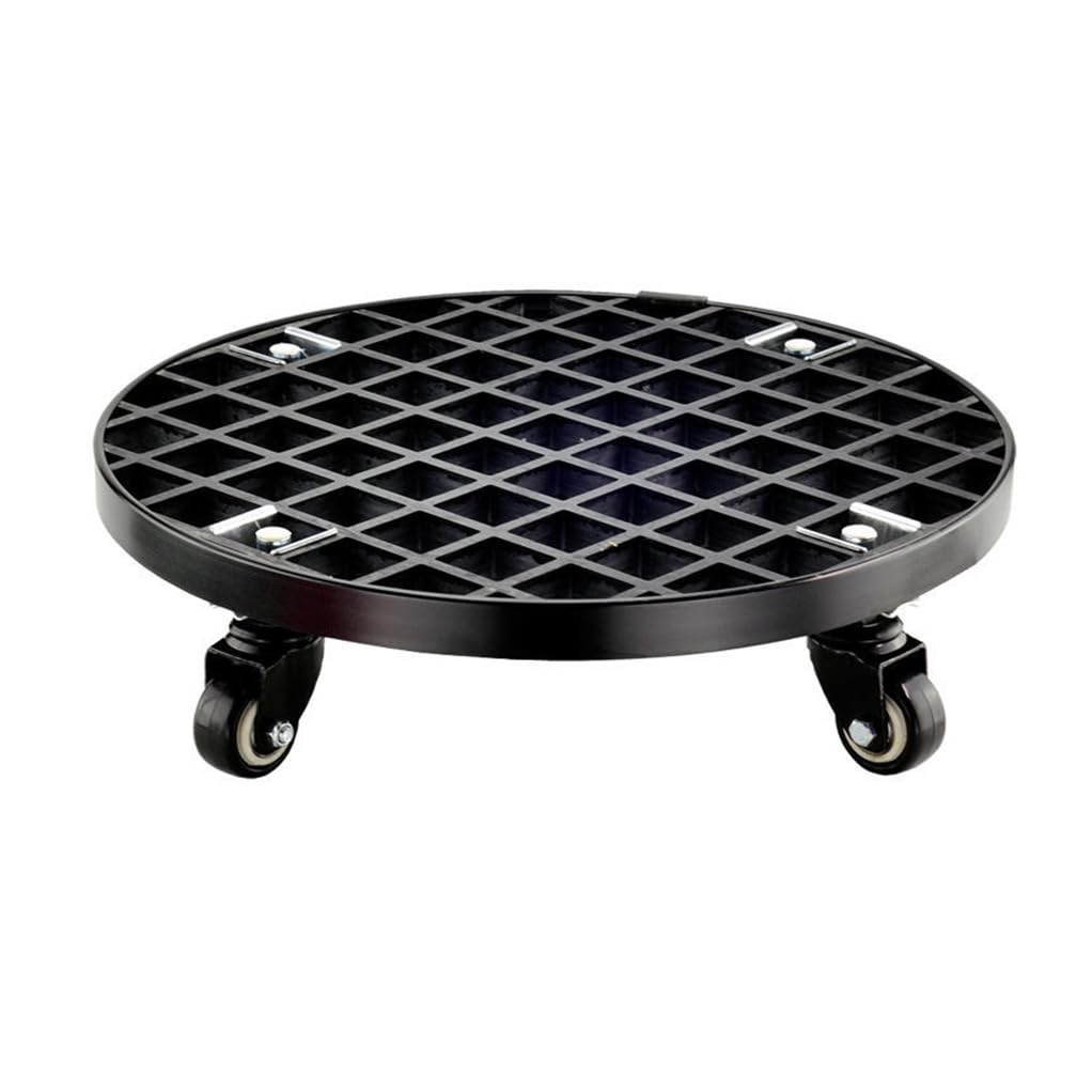 HPTHLY Heavy Duty Round Plant Caddy With 440Lb Capacity For Moving Large Potted Plants Lattice Plant Stand Dolly With Lock Wheels Outdoor Indoor Use Black 25Cm/10In (Black 21Cm/8In)