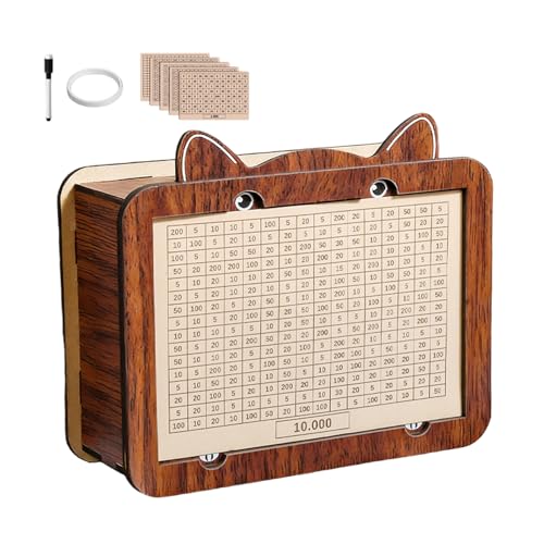Caja de ahorro de dinero – Banco de monedas de madera reutilizable con contador de juguetes de almacenamiento duradero | Adultos niños para adultos y niños