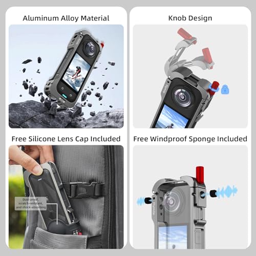 Image of Insta 360 X5 Utility Cage /Carrying Case (Frame + Lens Cap) Lens Guard /2 Pack Screen Protector Accessories Kit, Tempered Film Glass Metal Cover Portable Bag for Insta360 X5 Protective Bundle