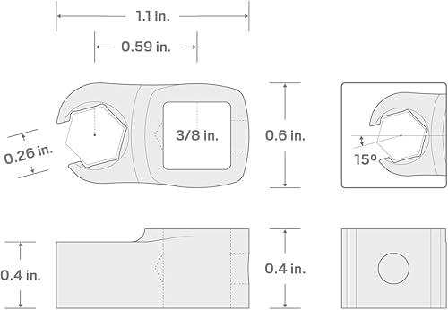 Miniatura 7 de TEKTON WCF16209 - Llave para patas de gallo, tuerca de 6 puntos, 38 pulgadas x 0.354 in, fabricada en Estados Unidos