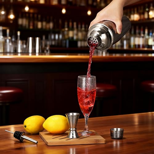 Foto von Cocktail Shaker, STNTUS 750ml Cocktailshaker Edelstahl, Bar Zubehör, Cocktail Mixer mit Jigger, Cocktailset Geschenkset, 2 Stück
