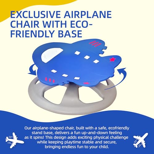 Image of BABAMU Spinning Chair for Autistic Kids, Sensory Swivel Chair, 220LBS Weight Capacity, Autism Sensory Products, Autism Toys, Sensory Toy (Blue, AIEPLANE)