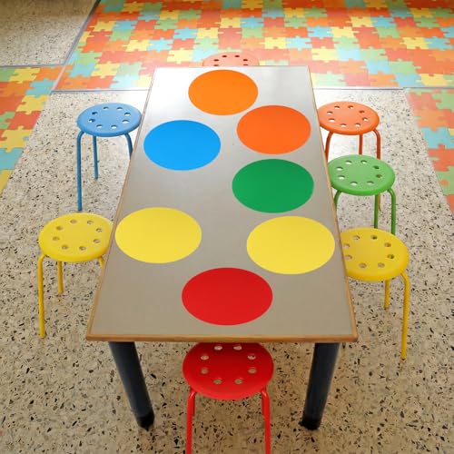 Image of Lounsweer 10 Pcs Classroom Stacking Stools with 24 Dry Erase Table Dots Circles Portable Nesting Seating Stools for Office Preschool Kindergarten Elementary Flexible Seating