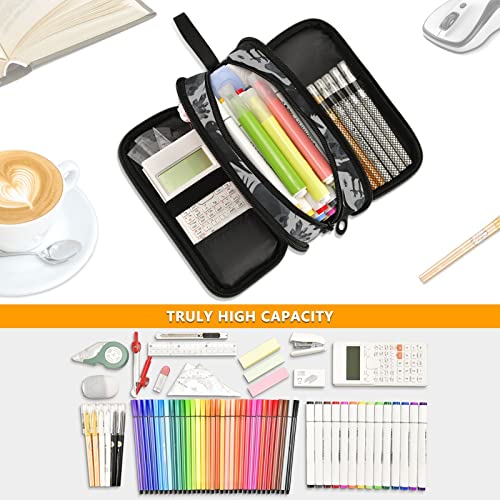 Image of Pencil Case Big Capacity Gothic Crows Skulls Handheld 3 Compartments Pencil Pouch Portable Large Storage Canvas Pencil Bag for Boys Girls Adults Students