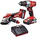 Price comparison product image Einhell Power X-Change 18V Cordless Impact Drill And Cordless Angle Grinder With 2 x Batteries And Charger - Expert Power Tool Set - Battery Powered Twin Pack Combi Drill And Angle Grinder