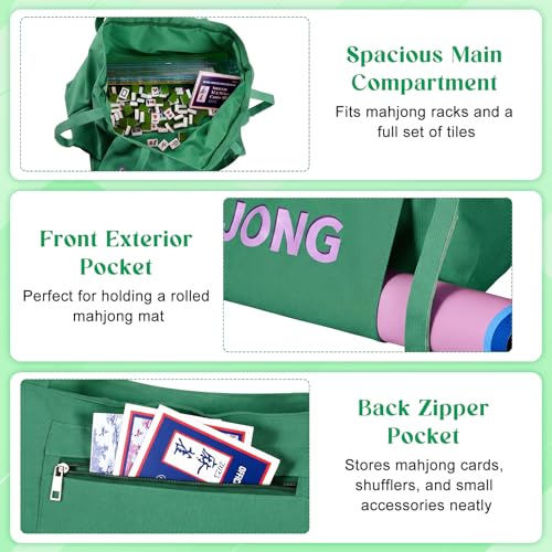 Bolso para Mahjong Abbylike 28x9 pulgadas lona verde miniatura 6