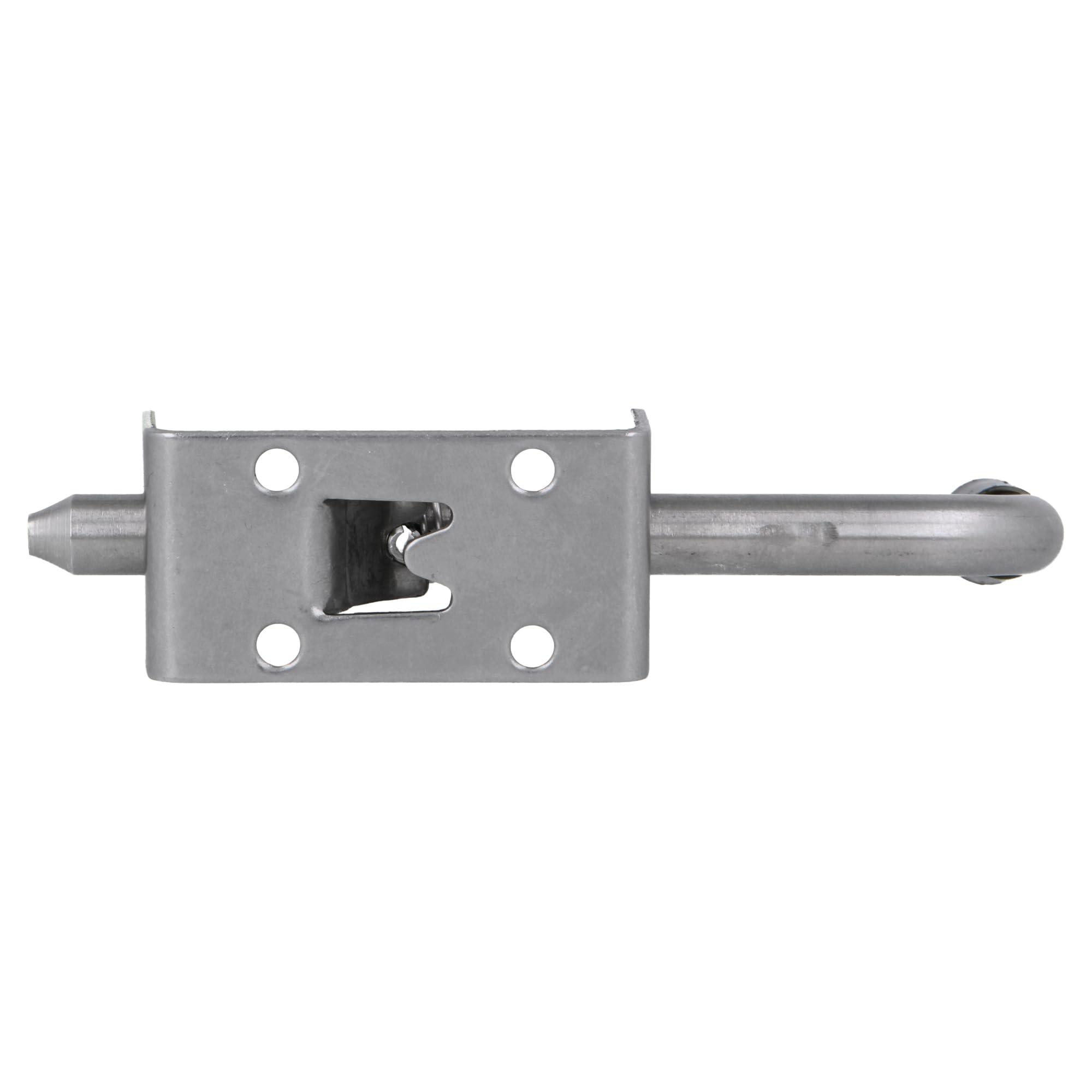 Amig - Pasador de Sobreponer con Muelle para Puertas - Pestillo de Seguridad para tu hogar - Cierre resistente para portones - Negro - Acero Inoxidable - Medidas: 60 x 30 mm - Incluye Tirafondos