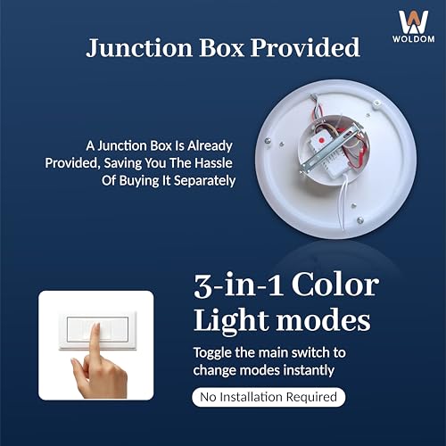 Image of Modern 50W LED Ceiling Light - for Living Room, Bedroom, Kitchen, Office & More | Compact Surface Lamp with 3 Color Modes (Warm /Cool /Natural) | False Ceiling Lights (Round Light)