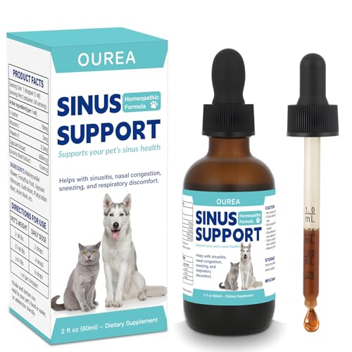 Nasal Congestion Relief Drops for Cats and Dogs, Sinus Support Supplement for Pets, Helps with Sneezing Runny Nose & Respiratory Comfort, Cat Dog Sinus Relief for Supports Clear Breathing