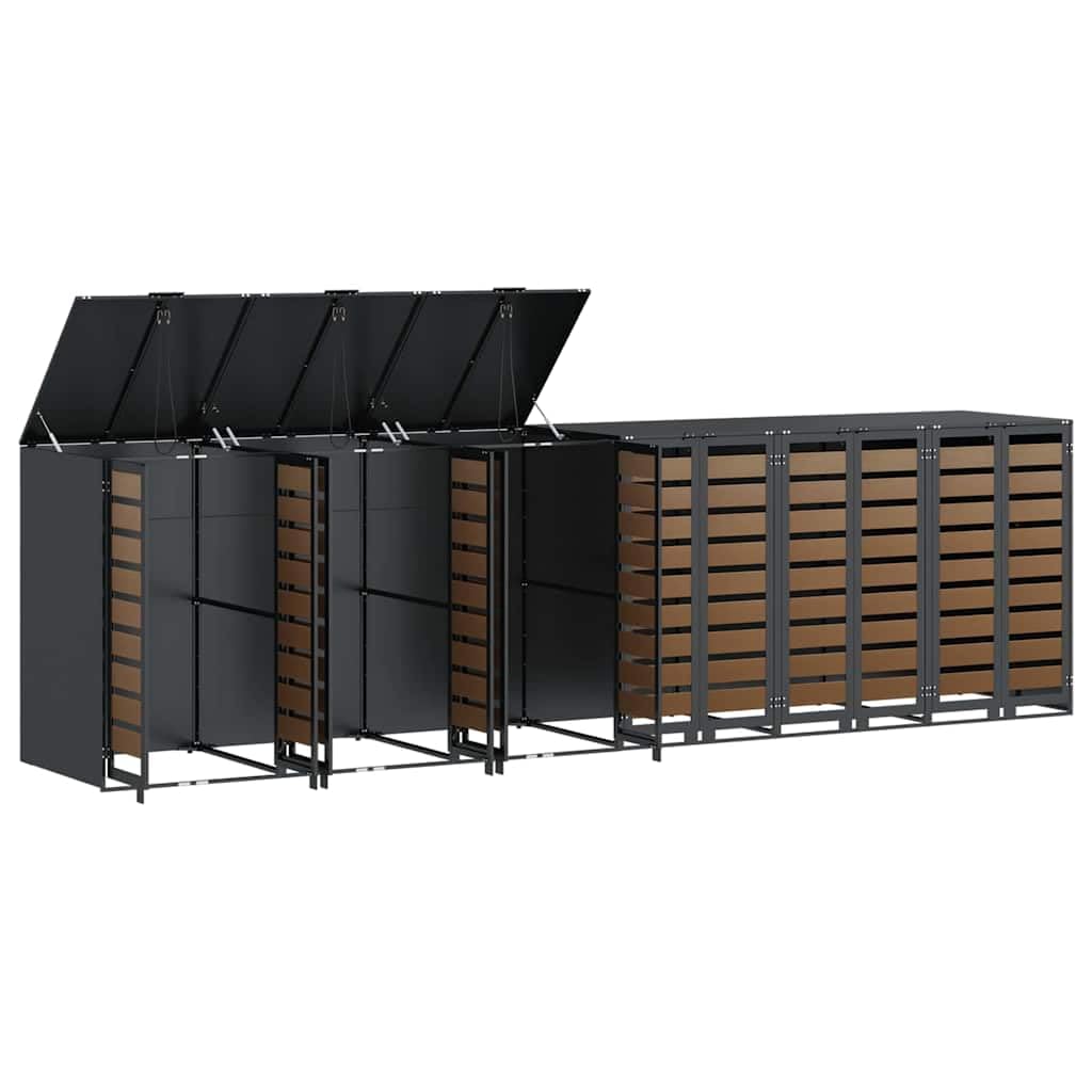 Genérico Almacenamiento de Cubos Wheelie para 3 Cubos Antracita,Productos del hogar,Accesorios para contenedores de residuos,Soportes para contenedores de residuos-3394772