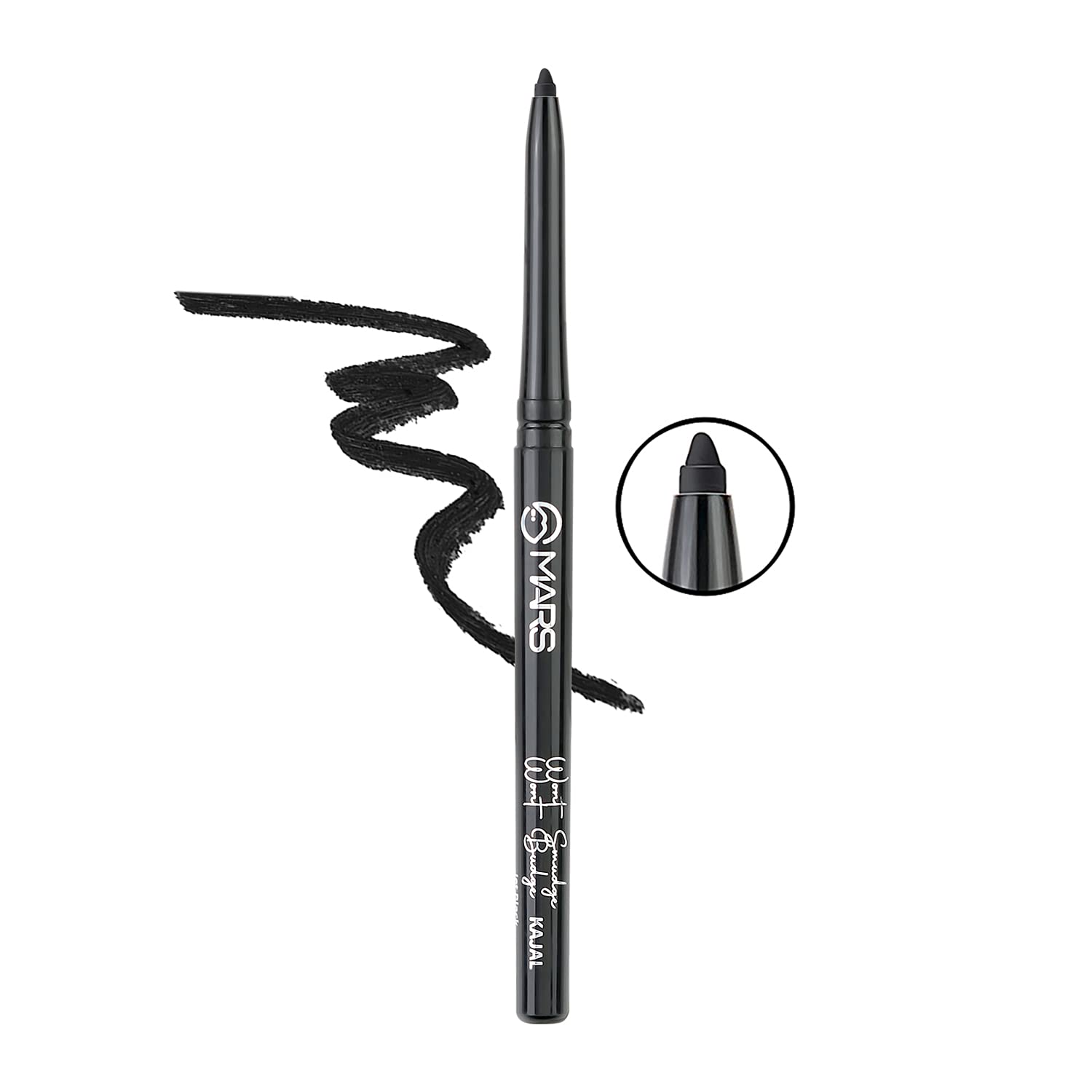 MARS Won'T Smudge Long Lasting Waterproof Super Black Matte Pencil Kajal (Jet Black, 0.35 G)-picture-41