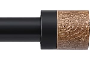 Wood Curtain Rods for Windows 48 to 84 Inches with Imitation Wood Grain Finials