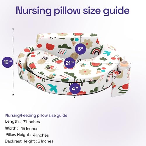 Image of Wakefit Foam Nursing Pillow for Breastfeeding & Baby Care | Ideal for Newborn with Adjustable Strap | 100% Cotton Removable Cover | Super Soft Foam for Posture Comfort | Farmhouse