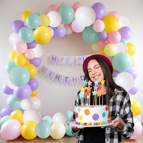 Image of Party Propz Birthday Decoration Items - 53 Pcs Multicolor Balloons for Decoration | Happy Birthday Decorations Kids Adults | Birthday Decorations for Girl Women | Balloons, Birthday Banner (Cardstock)